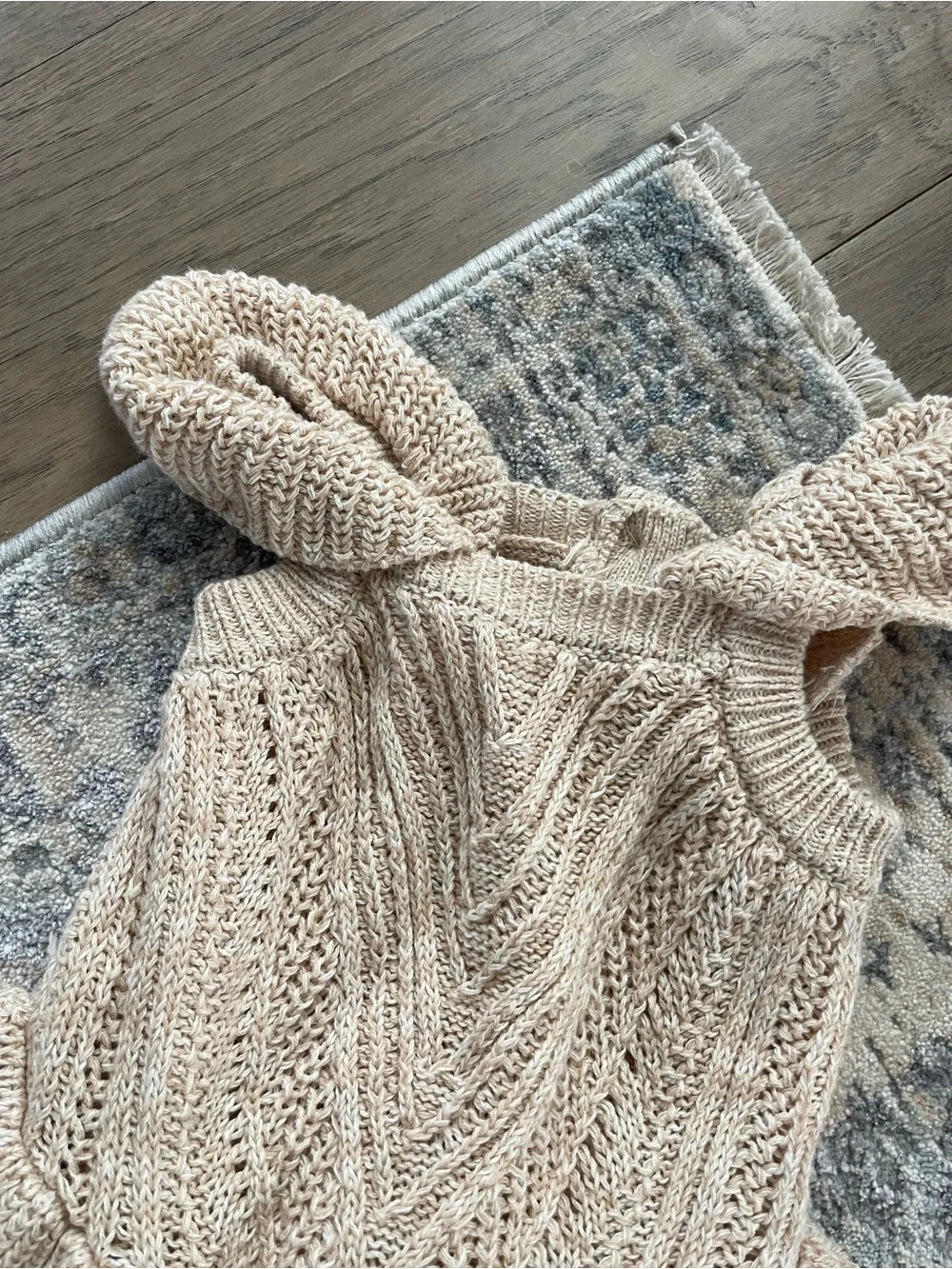 Nicole Miller Cream Knit Ruffle Bodysuit